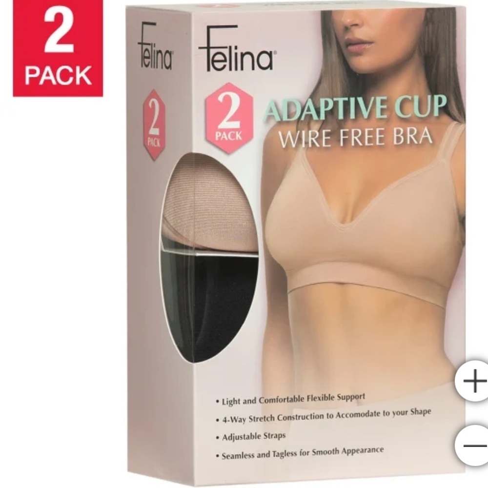 Felina Women's Adaptive Cup Wire Free Bra,‎ 2-pack